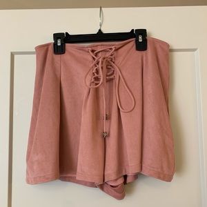 Dusty rose suede shorts
